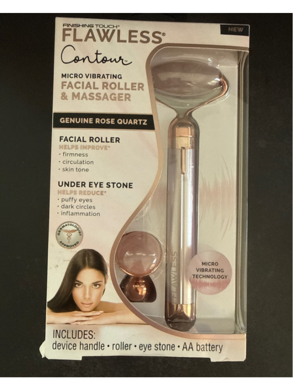 Finishing Touch Flawless Contour Rose Gold Facial Roller & Massager One Size